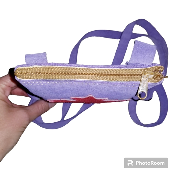Purple Suede Leather Like Crossbody Purse Bag - Picture 3 of 4
